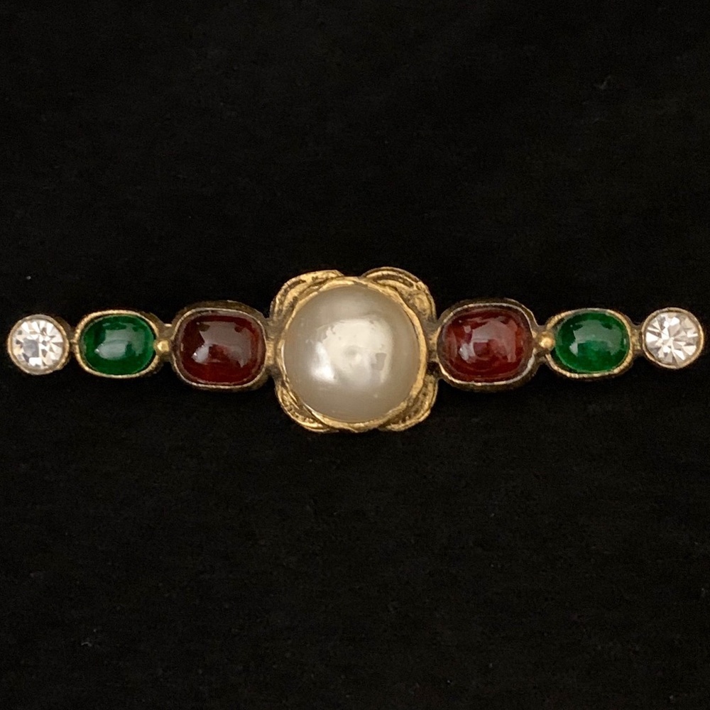 VTG Chanel 1985 Gripoix bar pin brooch